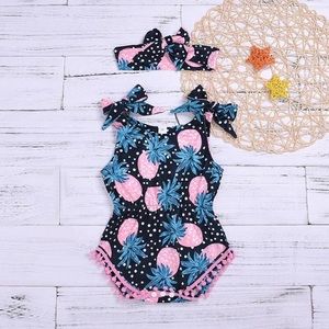 Pineapple Romper with matching headband
